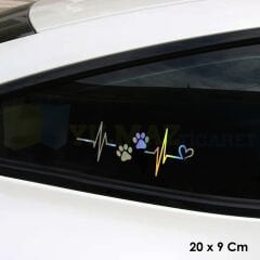 Kedi Pati Kalp Ritim Hologram Oto Sticker Cam Araba Yapıştırma Çıkartma Aksesuar Modifiye 20 X 9 Cm