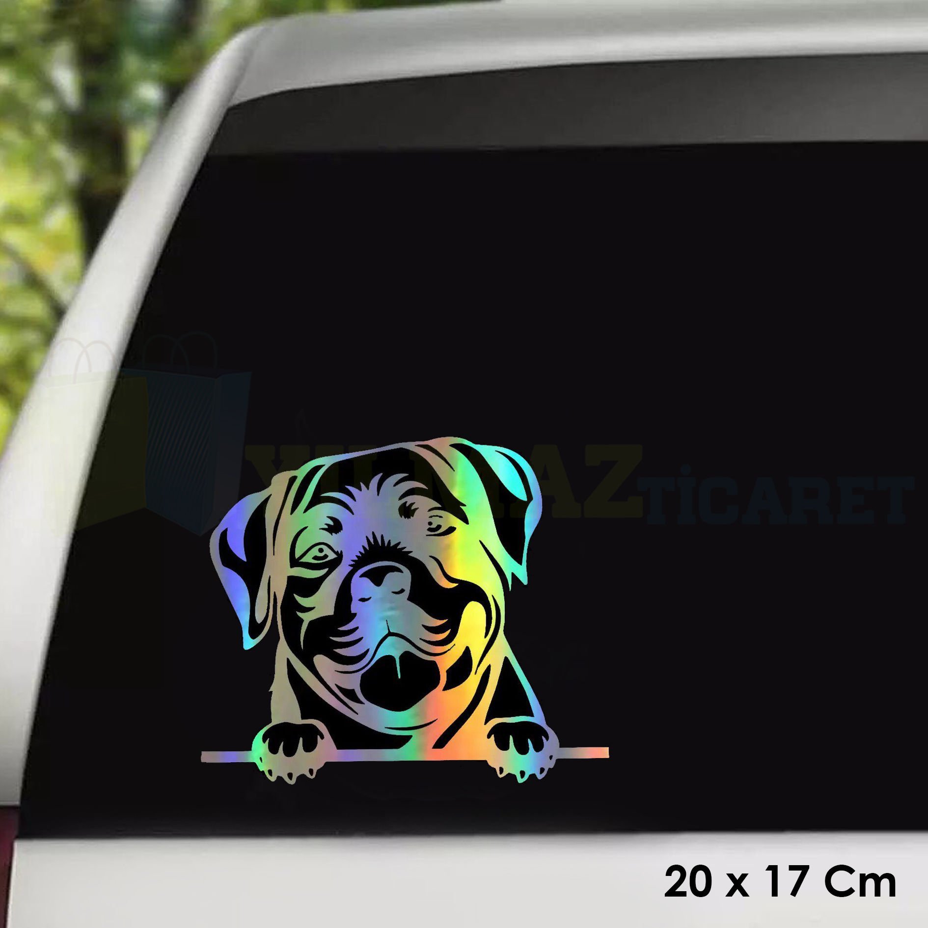 Bakan Köpek Hologram Oto Sticker Cam Araba Yapıştırma Çıkartma Aksesuar Modifiye 20 X 17 Cm