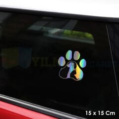 Kedi Köpek Pati Hologram Oto Sticker Cam Araba Yapıştırma Çıkartma Aksesuar Modifiye 15 X 15 Cm