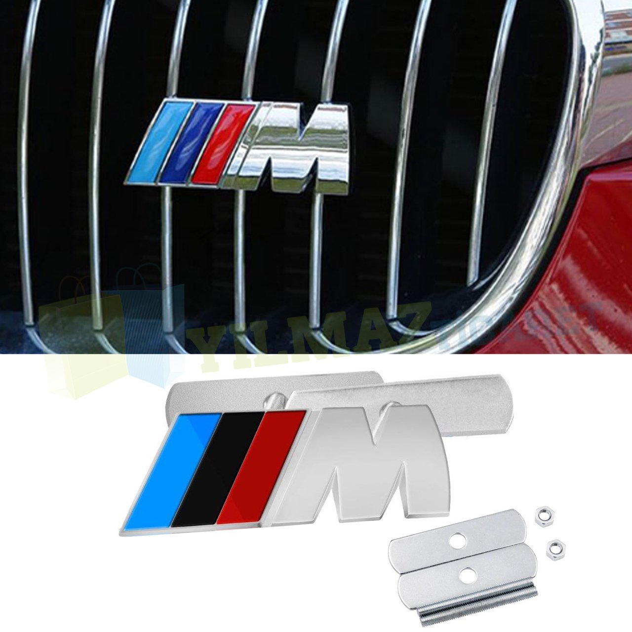BMW M Logo Ön Izgara Böbrek Logo Amblem Arma Paslanmaz Çelik