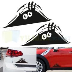 Bagajdan Bakan Adam Oto Sticker Araba Etiket Yapıştırma 19 x 7 Cm Kaliteli Folyo Tüm Araçlara 2 Adet