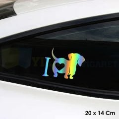 Sevimli Köpek Hologram Oto Sticker Motosiklet Cam Araba Yapıştırma Çıkartma Aksesuar Etiket 20x14 Cm