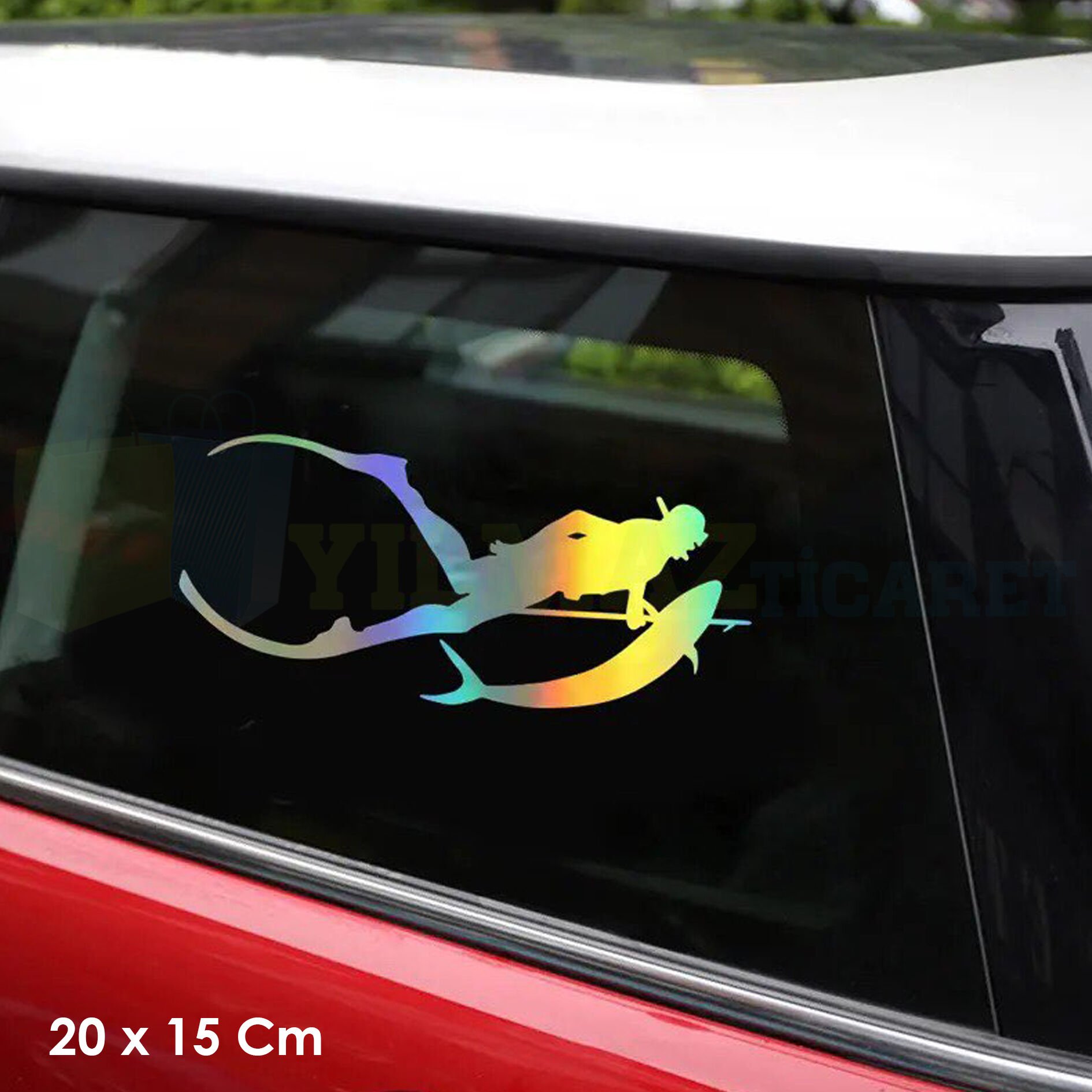 Dalgıç Scuba Diving Hologram Oto Sticker Cam Araba Yapıştırma Çıkartma Aksesuar Etiket 20 X 15 Cm