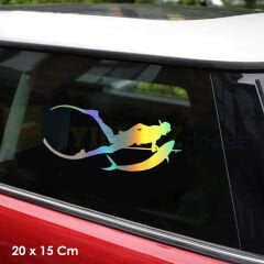 Dalgıç Scuba Diving Hologram Oto Sticker Cam Araba Yapıştırma Çıkartma Aksesuar Etiket 20 X 15 Cm