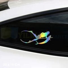 Dalgıç Scuba Diving Hologram Oto Sticker Cam Araba Yapıştırma Çıkartma Aksesuar Etiket 20 X 15 Cm