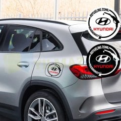 Hyundai Logo Arma Benzin Dizel Depo Kapağı Oto Sticker Yapıştırma Etiket 13 x 13 Cm