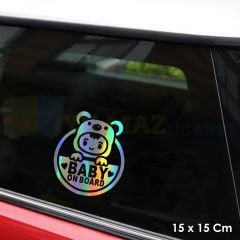 Arabada Bebek Var Baby On Board Hologram Oto Sticker Cam Araba Yapıştırma Çıkartma Etiket 15 X 15