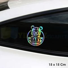 Arabada Bebek Var Baby On Board Hologram Oto Sticker Cam Araba Yapıştırma Çıkartma Etiket 15 X 15