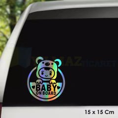 Arabada Bebek Var Baby On Board Hologram Oto Sticker Cam Araba Yapıştırma Çıkartma Etiket 15 X 15
