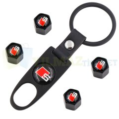 Audi S Line Logo Sibop Kapağı Anahtarlık Set Siyah Paslanmaz Çelik Yüksek Kalite