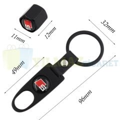 Audi S Line Logo Sibop Kapağı Anahtarlık Set Siyah Paslanmaz Çelik Yüksek Kalite