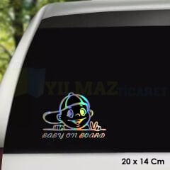 Arabada Bebek Var Baby In Car Hologram Oto Sticker Cam Araba Yapıştırma Çıkartma Etiket 20 X 14 Cm