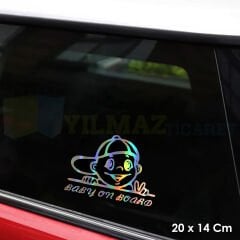 Arabada Bebek Var Baby In Car Hologram Oto Sticker Cam Araba Yapıştırma Çıkartma Etiket 20 X 14 Cm