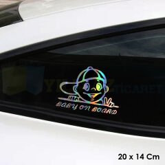 Arabada Bebek Var Baby In Car Hologram Oto Sticker Cam Araba Yapıştırma Çıkartma Etiket 20 X 14 Cm