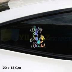Baby On Board Arabada Bebek Var Hologram Oto Sticker Cam Araba Yapıştırma Aksesuar Etiket 20 X 14 Cm