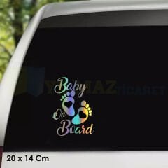 Baby On Board Arabada Bebek Var Hologram Oto Sticker Cam Araba Yapıştırma Aksesuar Etiket 20 X 14 Cm