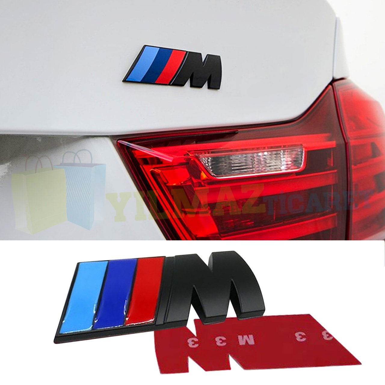 Bmw M Logo Bagaj Çamurluk Arma Amblem Paslanmaz Çelik Siyah