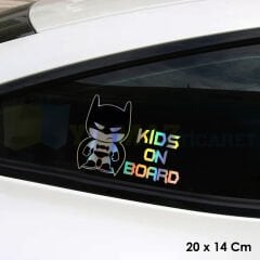 Kids On Board Arabada Çocuk Bebek Var Hologram Oto Sticker Cam Araba Yapıştırma Etiket 20 X 14 Cm