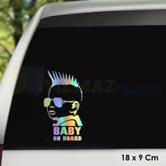 Arabada Bebek Var Hologram Oto Sticker Cam Araba Yapıştırma Çıkartma Aksesuar Etiket 18 X 9 Cm