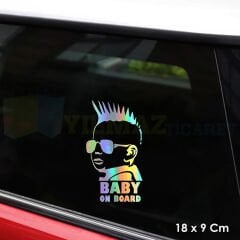 Arabada Bebek Var Hologram Oto Sticker Cam Araba Yapıştırma Çıkartma Aksesuar Etiket 18 X 9 Cm