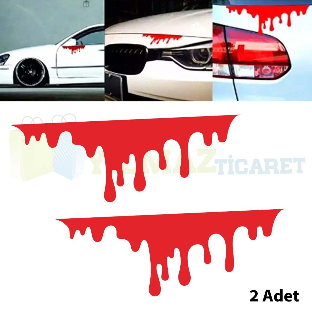 Kan Damlası Far Tampon Oto Sticker Etiket Yapıştırma 2 Adet