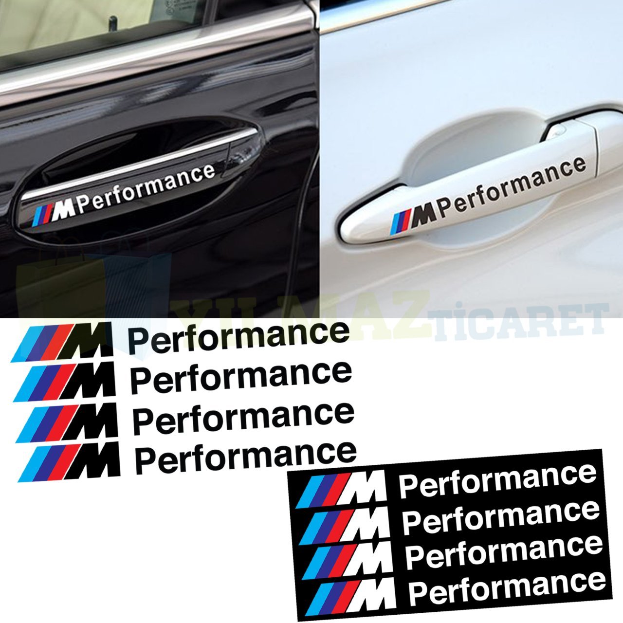 Bmw M Performance Logo Kapı Kolu Yan Ayna Kapı Çamurluk Jant Oto Sticker Yapıştırma 4 Adet
