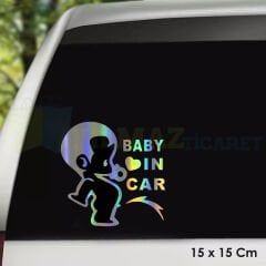 Işeyen Yaramaz Çocuk Hologram Oto Sticker Cam Araba Yapıştırma Çıkartma Aksesuar Etiket 15 X 15 Cm