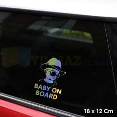 Arabada Bebek Var Baby On Board Hologram Oto Sticker Cam Araba Yapıştırma Çıkartma Etiket 18 X 12 Cm