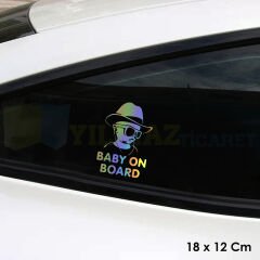 Arabada Bebek Var Baby On Board Hologram Oto Sticker Cam Araba Yapıştırma Çıkartma Etiket 18 X 12 Cm