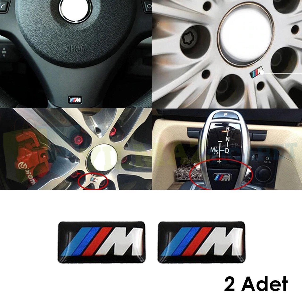 BMW M Logo Arma Jant Direksiyon Vites Torpdio Konsol Damla Silikon Sticker Etiket 2 Adet