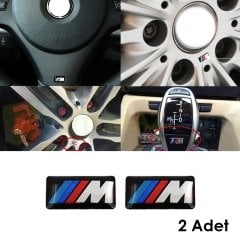 BMW M Logo Arma Jant Direksiyon Vites Torpdio Konsol Damla Silikon Sticker Etiket 2 Adet