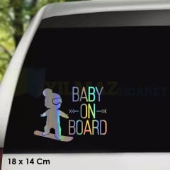 Kayakçı Arabada Bebek Var Hologram Oto Sticker Cam Araba Yapıştırma Çıkartma Aksesuar Etiket 18x14cm