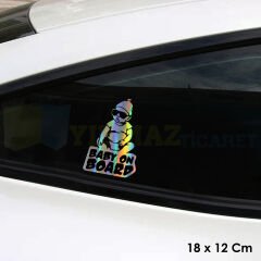 Şapkalı Arabada Bebek Var Hologram Oto Sticker Cam Araba Yapıştırma Çıkartma Aksesuar Etiket 18x12cm