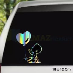 Balonlu Arabada Bebek Var Hologram Oto Sticker Cam Araba Yapıştırma Çıkartma Aksesuar Etiket 18x12cm