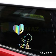 Balonlu Arabada Bebek Var Hologram Oto Sticker Cam Araba Yapıştırma Çıkartma Aksesuar Etiket 18x12cm