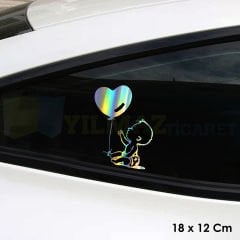Balonlu Arabada Bebek Var Hologram Oto Sticker Cam Araba Yapıştırma Çıkartma Aksesuar Etiket 18x12cm