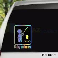 Baby On Board Arabada Bebek Var Hologram Oto Sticker Cam Araba Yapıştırma Çıkartma Etiket 18 X 13 Cm