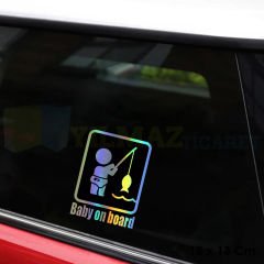 Baby On Board Arabada Bebek Var Hologram Oto Sticker Cam Araba Yapıştırma Çıkartma Etiket 18 X 13 Cm