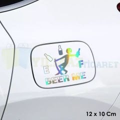 Beer Me Araba Yakıt Depo Kapağı Hologram Oto Sticker Aksesuar Yapıştırma Çıkartma Etiket 12 X 10 Cm