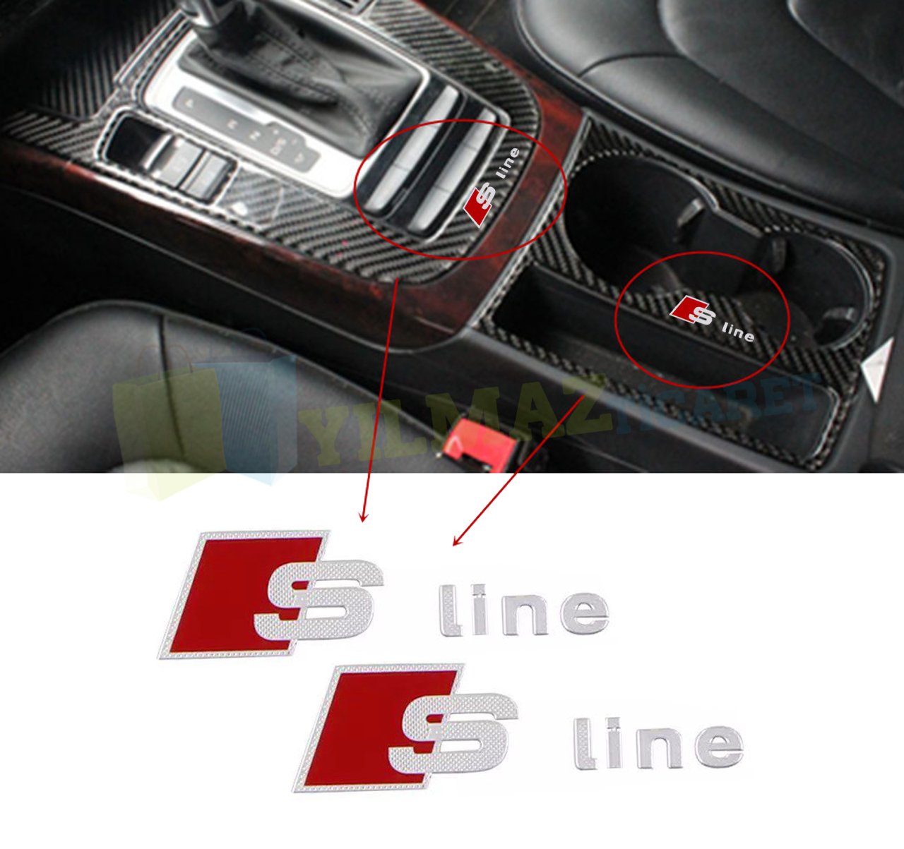 Audi S Line Direksiyon Vites Torpido Anahtarlık Metal Logo 2 Ad