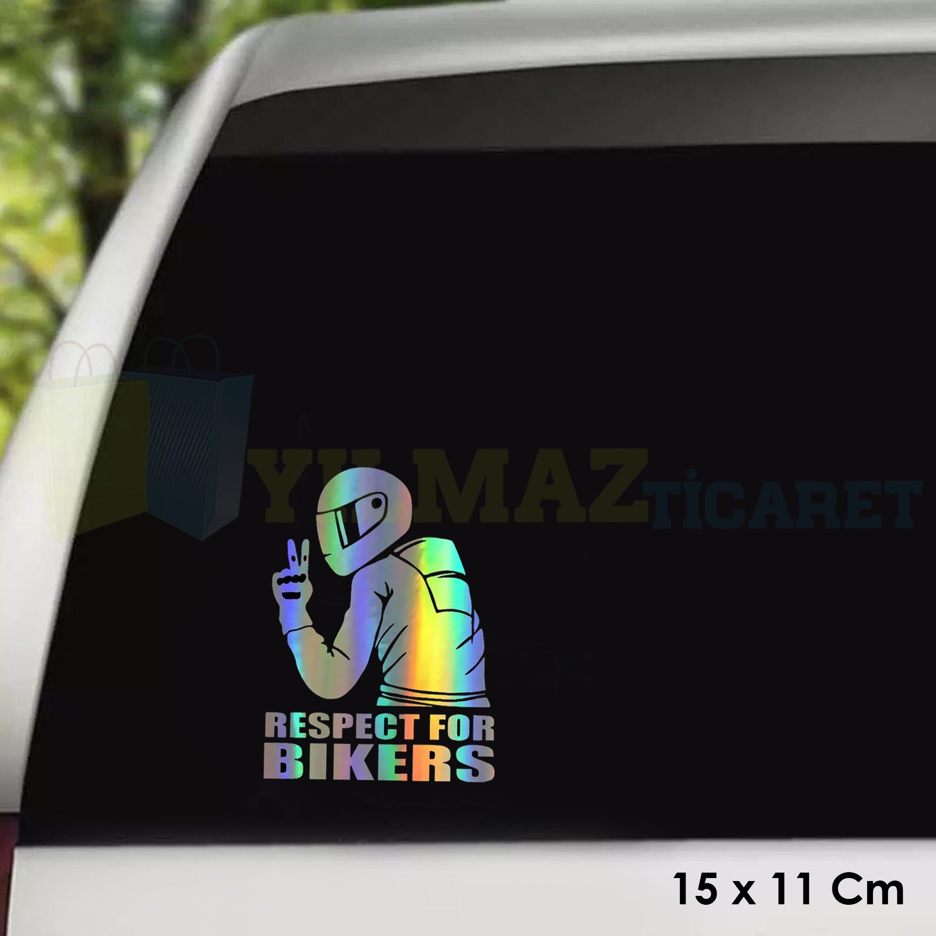 Respect For Bikers Motosiklet Saygı Hologram Oto Sticker Motosiklet Cam Yapıştırma Etiket 15 X 11 Cm