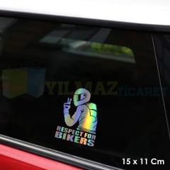 Respect For Bikers Motosiklet Saygı Hologram Oto Sticker Motosiklet Cam Yapıştırma Etiket 15 X 11 Cm