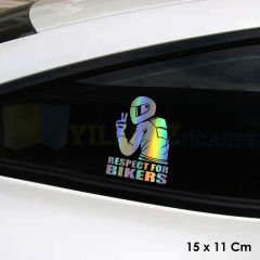 Respect For Bikers Motosiklet Saygı Hologram Oto Sticker Motosiklet Cam Yapıştırma Etiket 15 X 11 Cm