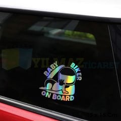 Motorcu Bebek Motorda Bebek Var Hologram Oto Sticker Cam Araba Yapıştırma Çıkartma Etiket 15 X 15 Cm