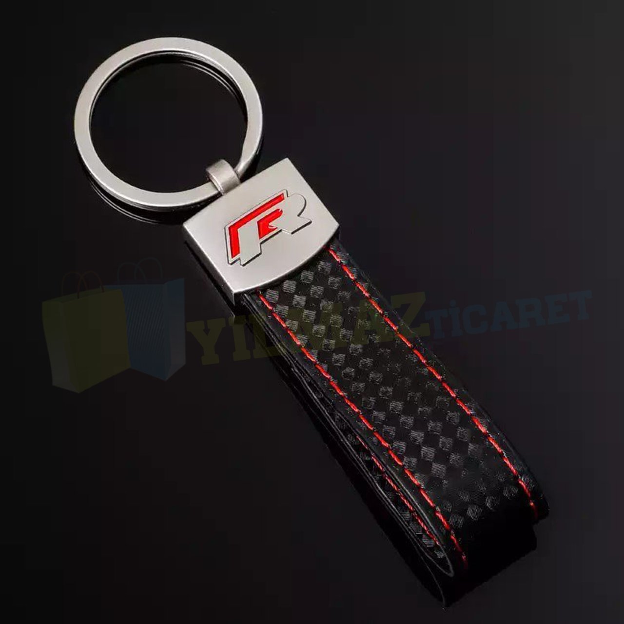 Volkswagen R Logo Arma Metal Deri Anahtarlık Yüksek Kalite