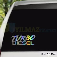 Turbo Diesel Araba Oto Hologram Renkli Sticker Yapıştırma Etiket Çıkartma Aksesuar 19 x 7,5 Cm