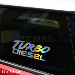 Turbo Diesel Araba Oto Hologram Renkli Sticker Yapıştırma Etiket Çıkartma Aksesuar 19 x 7,5 Cm