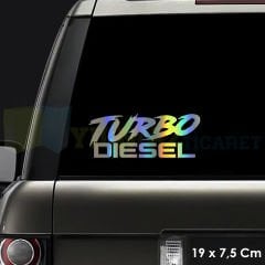 Turbo Diesel Araba Oto Hologram Renkli Sticker Yapıştırma Etiket Çıkartma Aksesuar 19 x 7,5 Cm