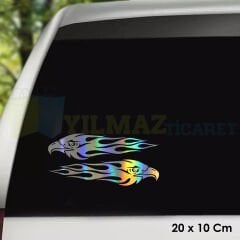 Kartal Alev Renkli Hologram Oto Cam Sticker Araba Etiket Çıkartma Yapıştırma Aksesuar 20 X 10 Cm