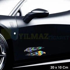Kartal Alev Renkli Hologram Oto Cam Sticker Araba Etiket Çıkartma Yapıştırma Aksesuar 20 X 10 Cm